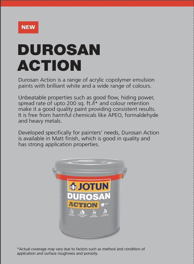 Jotun Durosan Action Acrylic Emulsion Paints - Brilliant White & Vibrant Colors - 1L (White) - Image 3